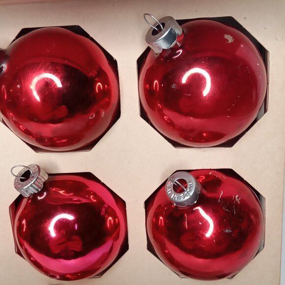 MCM Christmas Ornament Set Of 10 With Original Box Pink Glass Shiny Brite 1950s - Picture 5 of 14